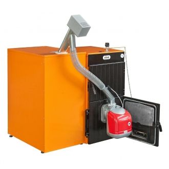 Conjunto Caldera Pellet Ferroli SFL 4, Quemador, Transformación y Contenedor